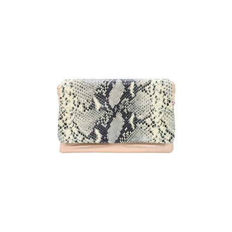 Ebarrito White Leather and Snakeskin Clutch