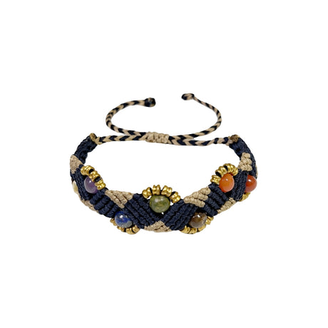 You & Eye Navy Gemstone Macrame Braclet