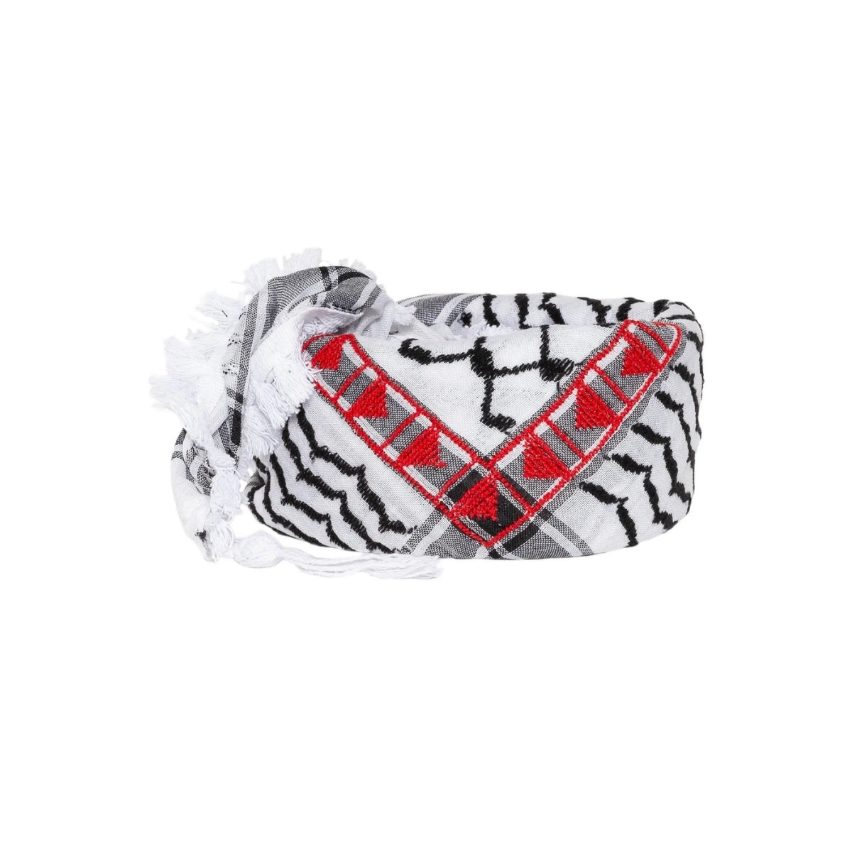SEP Black & White Makateeb Cotton Keffiyeh with Tassel