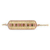 The Sisters Dubai Pink & Tiger Eye Tiled Stone Gold Wide Bracelet