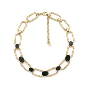 The Sisters Dubai Oval Stones Chunky Rectangle Link Gold Chain Necklace