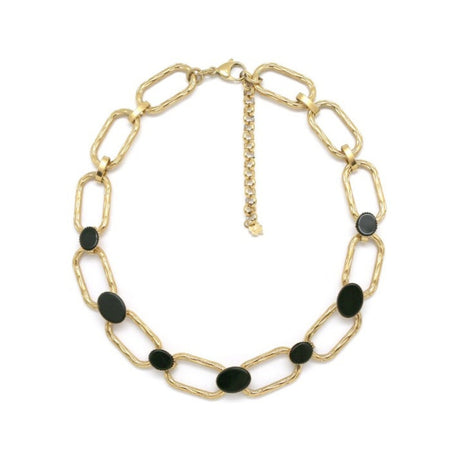 The Sisters Dubai Oval Stones Chunky Rectangle Link Gold Chain Necklace