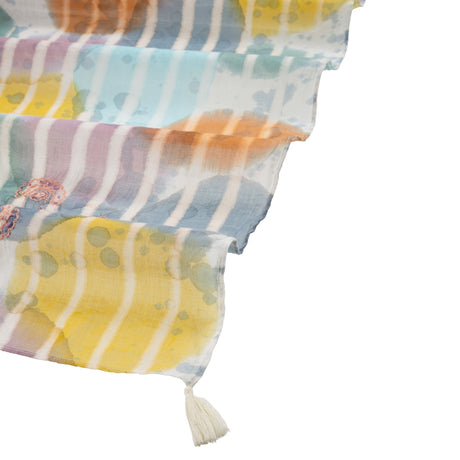 Polka Dot Tie Dye Scarf with Embroidery