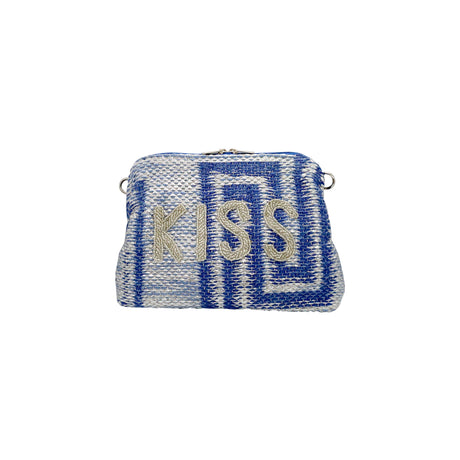 Alex.Max Blue Kiss Embroidered Clutch
