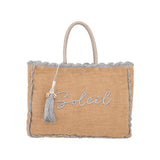 Alex.Max Silver Soleil Raffia Beach Bag