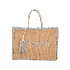 Alex.Max Silver Soleil Raffia Beach Bag