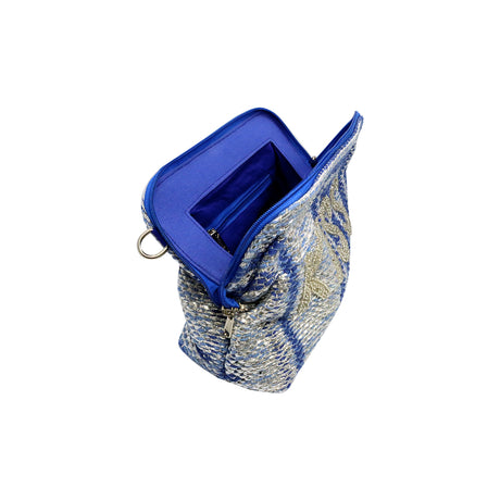 Alex.Max Blue Kiss Embroidered Clutch