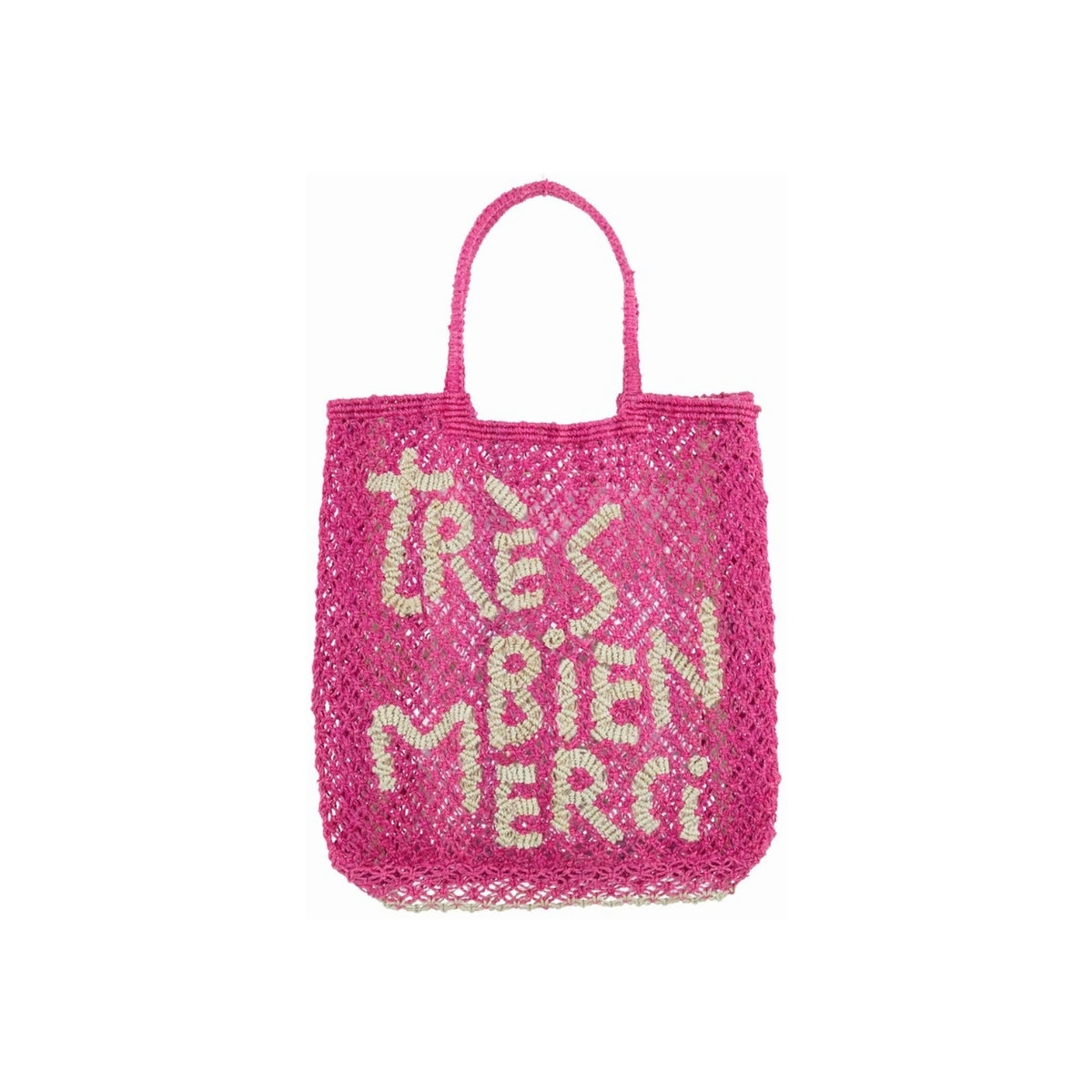 The Jacksons Bags Small Hot Pink Lottie Tres Bien Merci Jute Tote Bag
