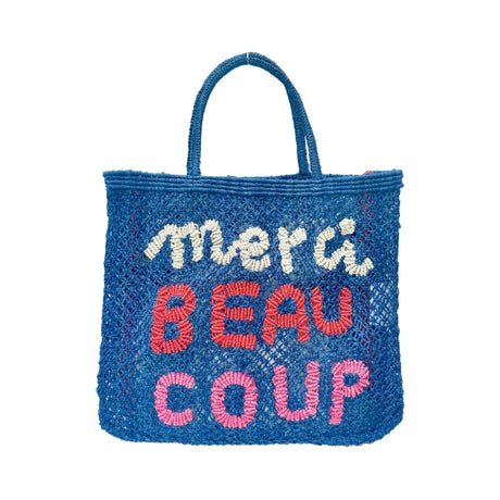 The Jacksons Bags Large Indigo Merci Beau Coup Jute Tote Bag