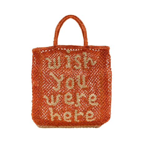 The Jacksons Bags Large Orange Wish You Were Here Jute Tote Bag