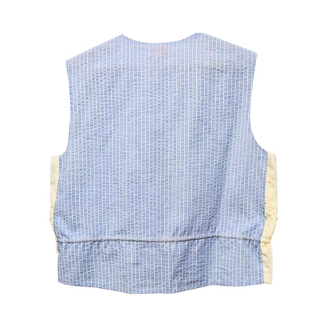 RELAX RE-LUX Azure Stripes with Multicolor Flower Patchwork Scallop Vest