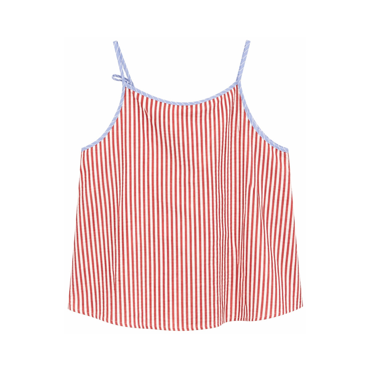 RELAX RE-LUX Red Stripes with Geometric Vintage Embroidery Ruched Top