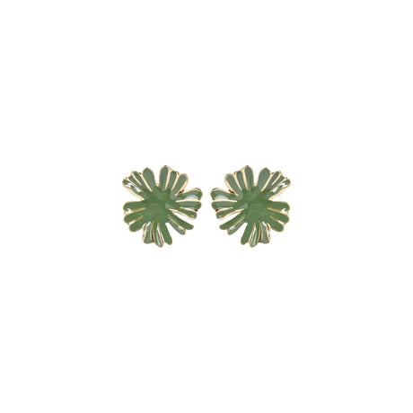 You & Eye Green Enamel Flower Stud Earrings