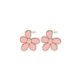 You & Eye Pink Enamel Flower Earrings