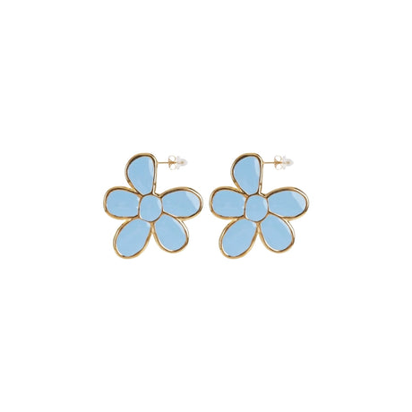 You & Eye Baby Blue Enamel Flower Earrings