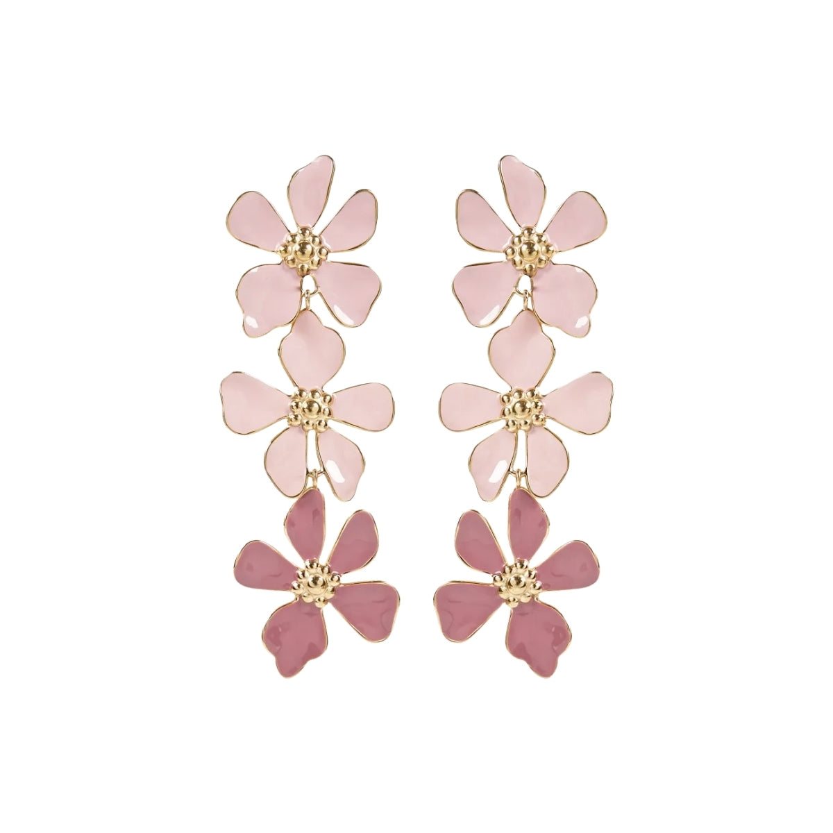 You & Eye Gradient Pink Enamel Flower Drop Earrings