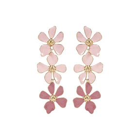 You & Eye Gradient Pink Enamel Flower Drop Earrings