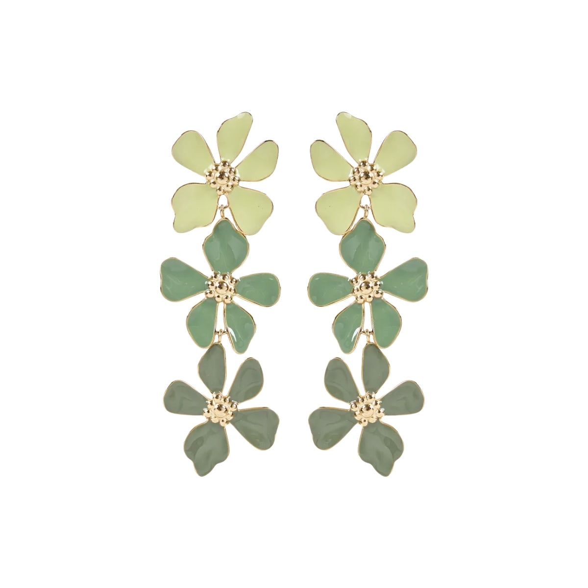 You & Eye Gradient Green Enamel Flower Drop Earrings
