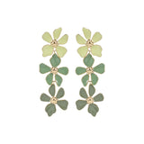 You & Eye Gradient Green Enamel Flower Drop Earrings