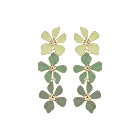You & Eye Gradient Green Enamel Flower Drop Earrings