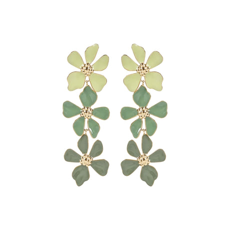 You & Eye Gradient Green Enamel Flower Drop Earrings