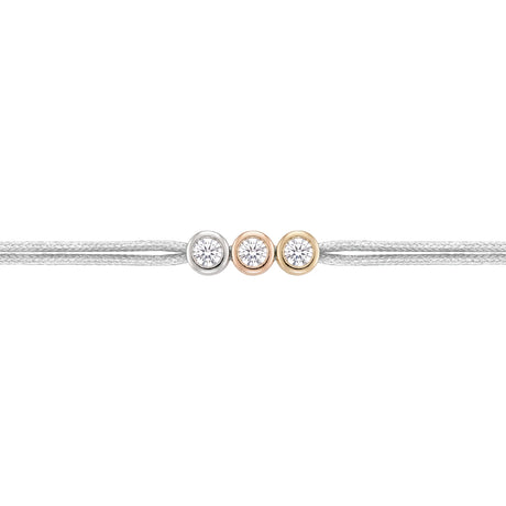 LoveLab Antwerp Mix Three-Tone Diamond Grey Cord Bracelet
