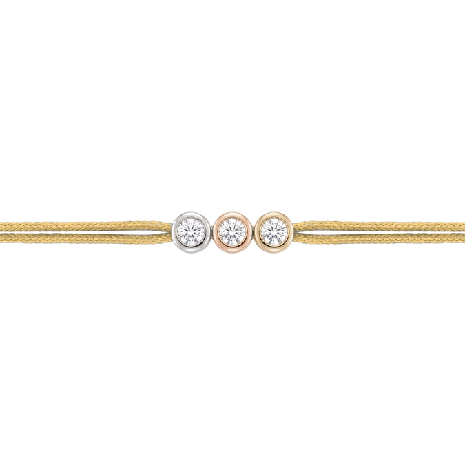 Mix Three-Tone Diamond Gold Cord Bracelet