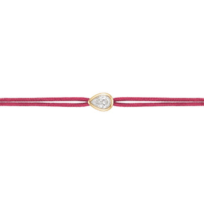 LoveLab Antwerp Pear Cut Diamond Burgundy Cord Bracelet