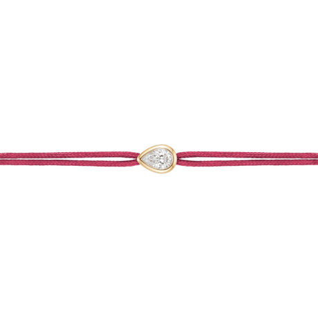 LoveLab Antwerp Pear Cut Diamond Burgundy Cord Bracelet