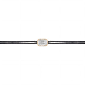 LoveLab Antwerp Emerald Cut Diamond Black Cord Bracelet