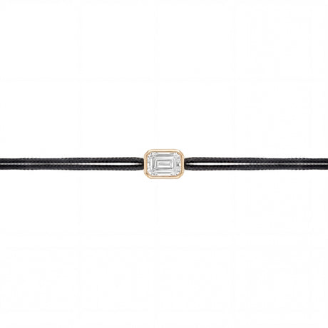 LoveLab Antwerp Emerald Cut Diamond Black Cord Bracelet