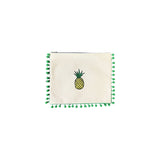 Mellow Canvas Green Pom Pom Pouch with Embroidered Pineapple