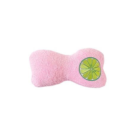 Mellow Pink Beach Pillow with Embroidered Lime