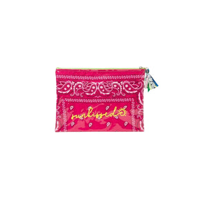 Mellow Cerise Bandana PVC Pouch with Embroidered Sunkissed
