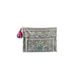 Mellow Grey Bandana PVC Pouch with Embroidered Sun and Waves