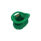 Metallic Green Leather Crochet Clutch Bag