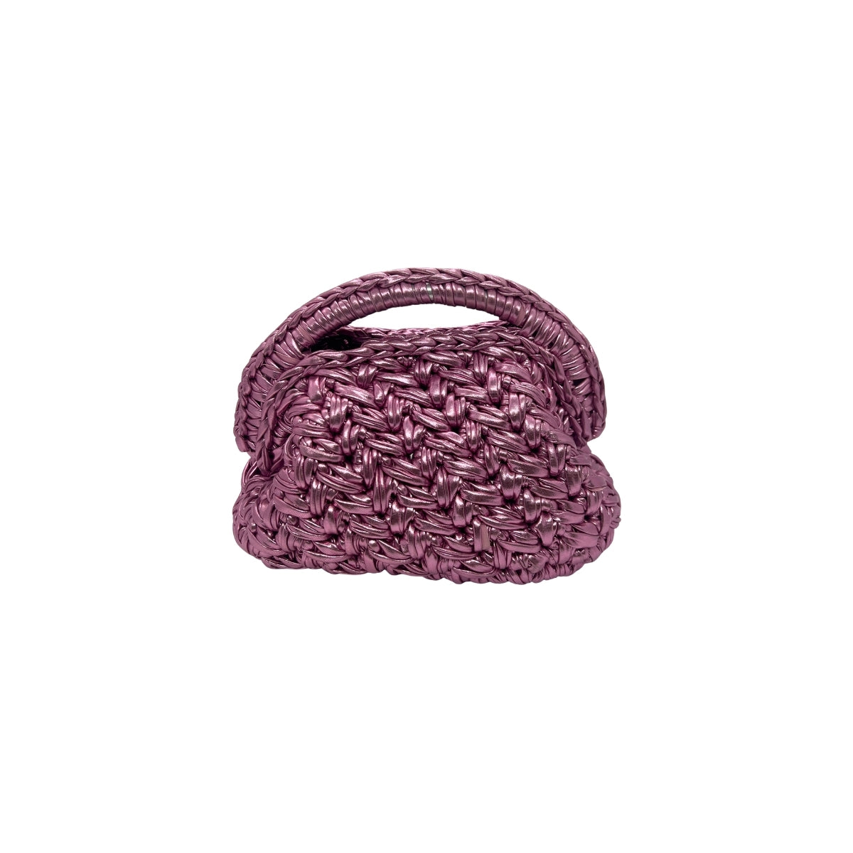 Get Over It Solea Metallic Pink Leather Crochet Clutch Bag