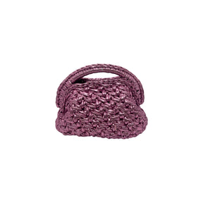 Get Over It Solea Metallic Pink Leather Crochet Clutch Bag