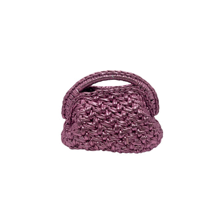 Get Over It Solea Metallic Pink Leather Crochet Clutch Bag