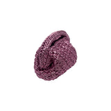 Metallic Pink Leather Crochet Clutch Bag