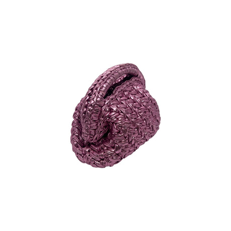 Metallic Pink Leather Crochet Clutch Bag