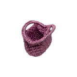 Metallic Pink Leather Crochet Clutch Bag