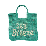 The Jacksons Bags Large Aqua Stella Sea Breeze Jute Tote Bag