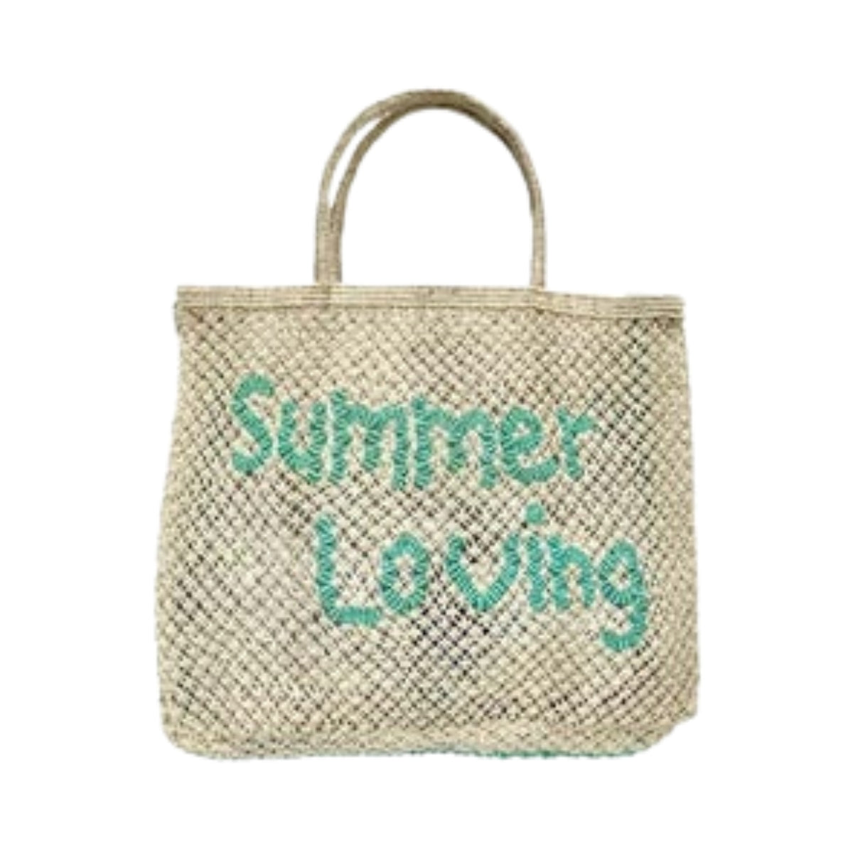 The Jacksons Bags Large Aqua Summer Loving Jute Tote Bag