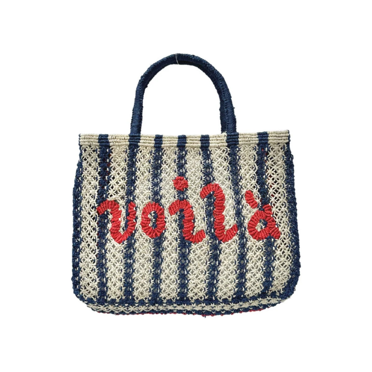 The Jacksons Bags Small Indigo Striped Voila Jute Tote Bag