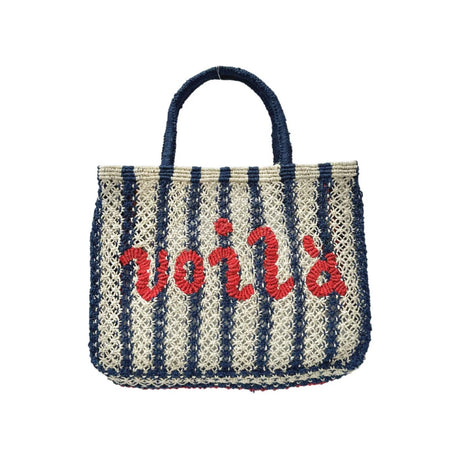 The Jacksons Bags Small Indigo Striped Voila Jute Tote Bag