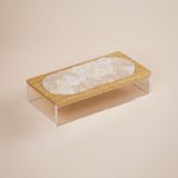 JRD Home Beige Traditional Embroidered Wooden Lid Small Rectangle Plexi Box
