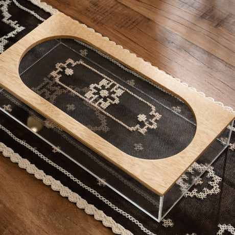 Embroidered Mesh Large Rectangle Plexi Box