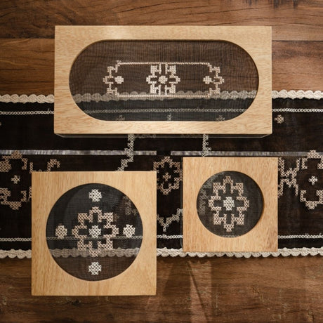 Embroidered Mesh Large Rectangle Plexi Box