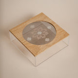 JRD Home Blossom Embroidered Mesh Wooden Lid Medium Square Plexi Box